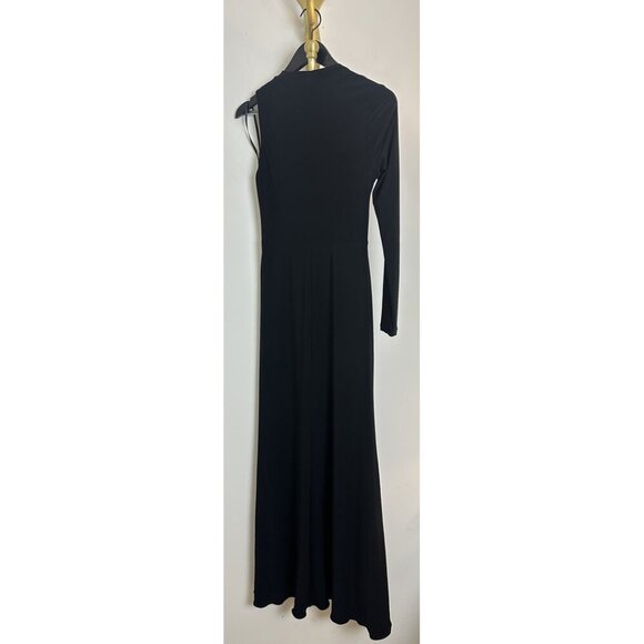 BETSY & ADAM Asymmetric Single Long Sleeve Gown in Black Size US 8 - Picture 9 of 15